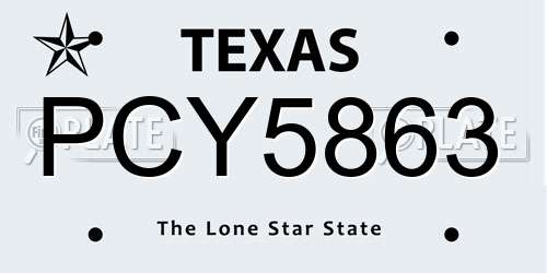 PCY5863 Texas License Plate
