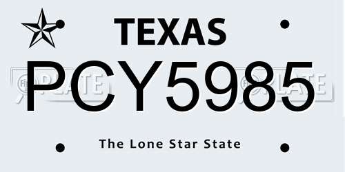 PCY5985 Texas License Plate