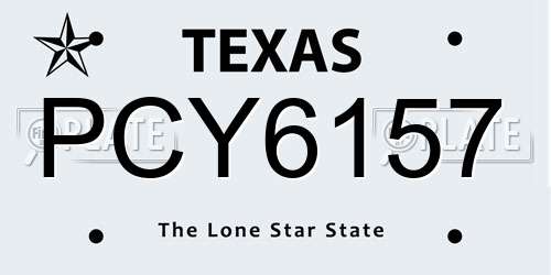 PCY6157 Texas License Plate