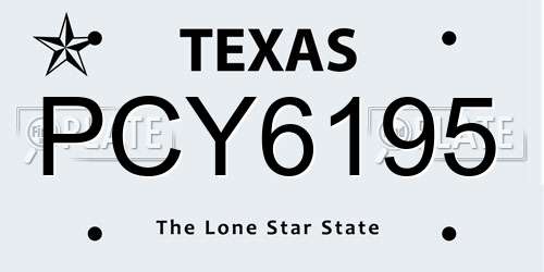 PCY6195 Texas License Plate