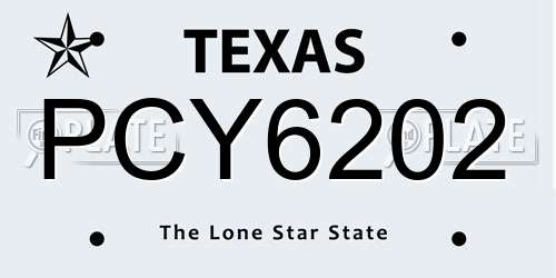PCY6202 Texas License Plate