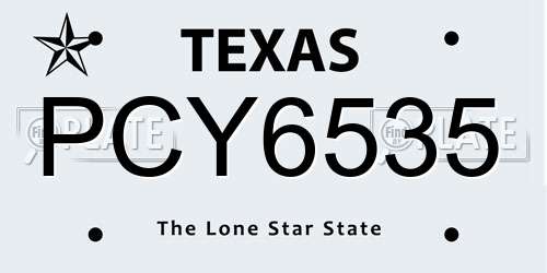 PCY6535 Texas License Plate