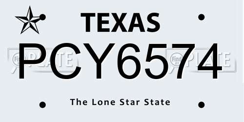 PCY6574 Texas License Plate
