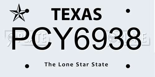 PCY6938 Texas License Plate