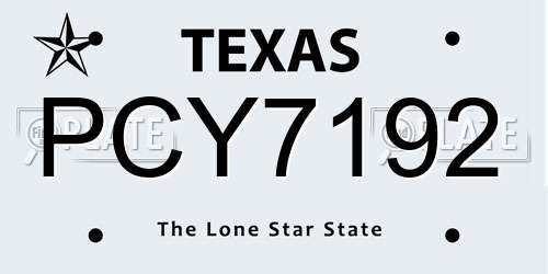 PCY7192 Texas License Plate