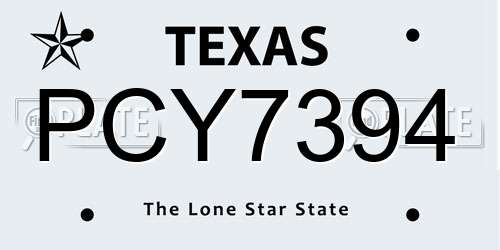 PCY7394 Texas License Plate