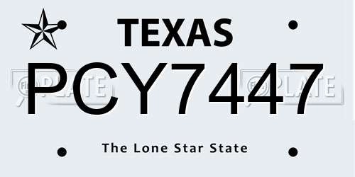 PCY7447 Texas License Plate