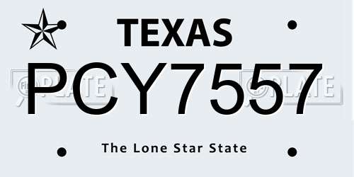PCY7557 Texas License Plate