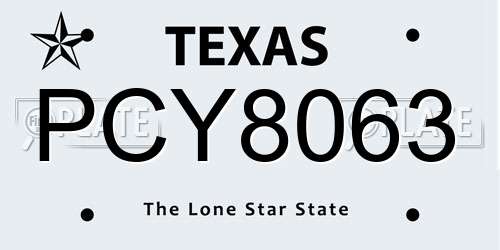 PCY8063 Texas License Plate
