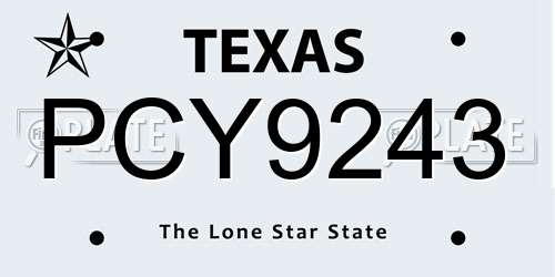 PCY9243 Texas License Plate