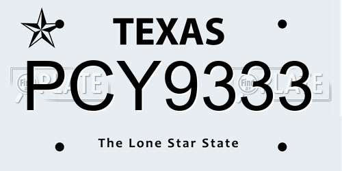 PCY9333 Texas License Plate