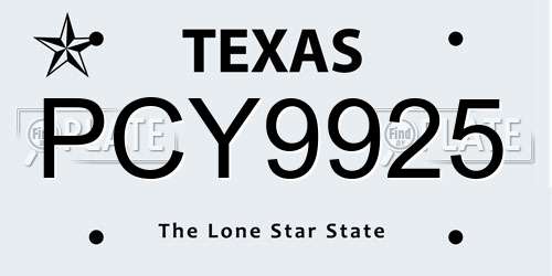 PCY9925 Texas License Plate