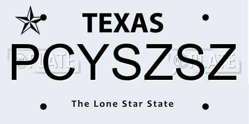 PCYSZSZ Texas License Plate