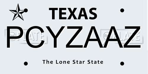 PCYZAAZ Texas License Plate