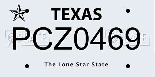 PCZ0469 Texas License Plate
