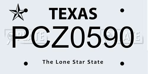 PCZ0590 Texas License Plate