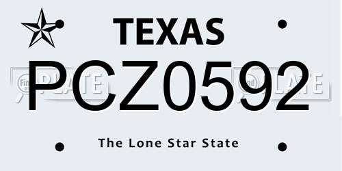 PCZ0592 Texas License Plate