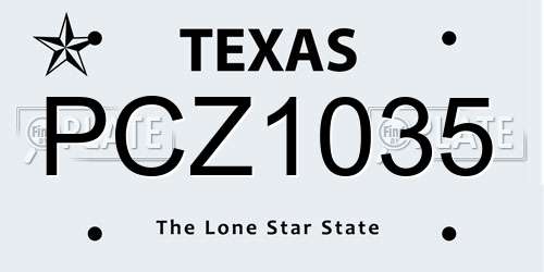 PCZ1035 Texas License Plate
