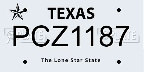 PCZ1187 Texas License Plate
