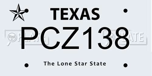 PCZ138 Texas License Plate