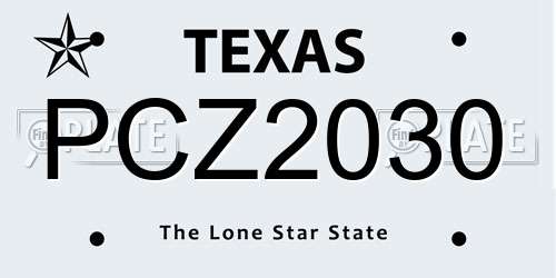 PCZ2030 Texas License Plate