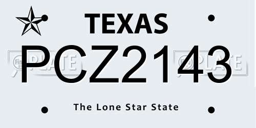 PCZ2143 Texas License Plate
