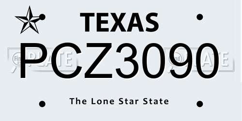 PCZ3090 Texas License Plate