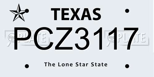 PCZ3117 Texas License Plate