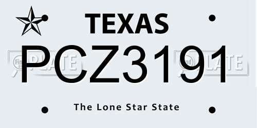 PCZ3191 Texas License Plate