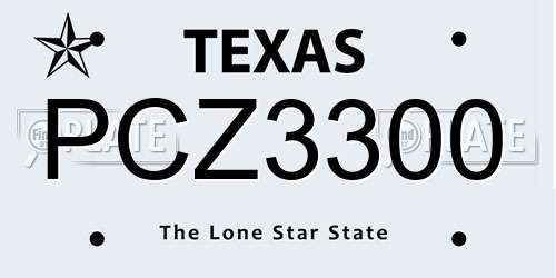 PCZ3300 Texas License Plate