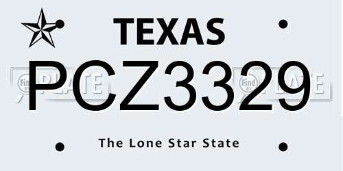 PCZ3329 Texas License Plate