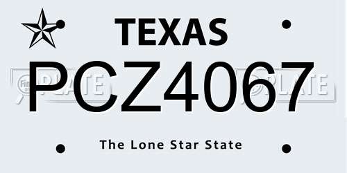 PCZ4067 Texas License Plate