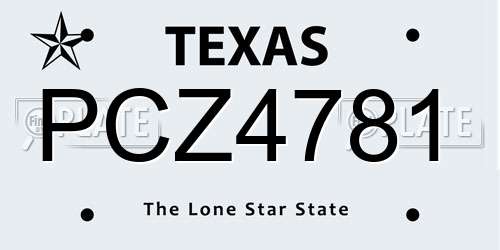 PCZ4781 Texas License Plate