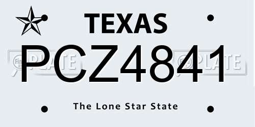 PCZ4841 Texas License Plate