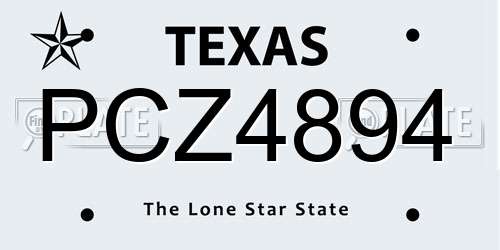 PCZ4894 Texas License Plate