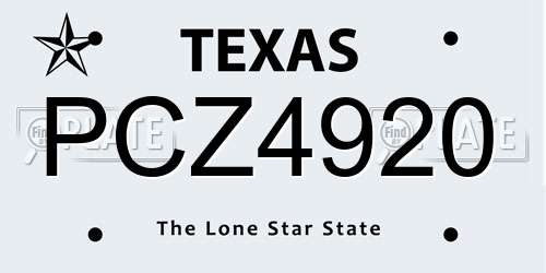 PCZ4920 Texas License Plate