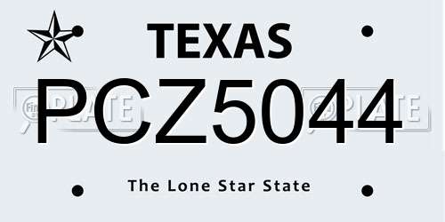 PCZ5044 Texas License Plate