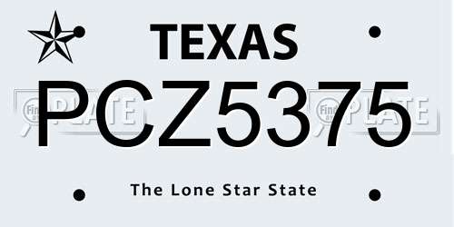 PCZ5375 Texas License Plate