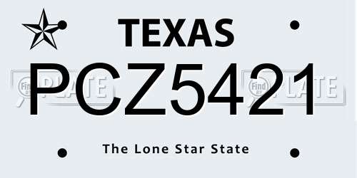 PCZ5421 Texas License Plate