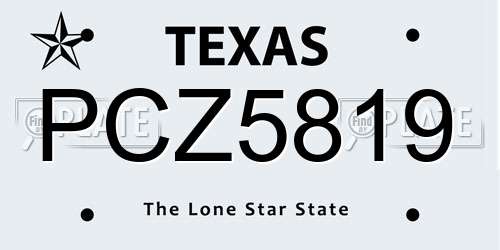 PCZ5819 Texas License Plate