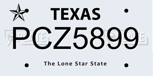 PCZ5899 Texas License Plate