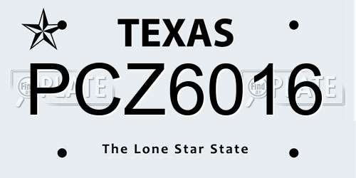 PCZ6016 Texas License Plate