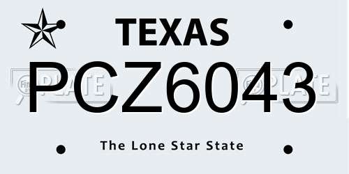 PCZ6043 Texas License Plate