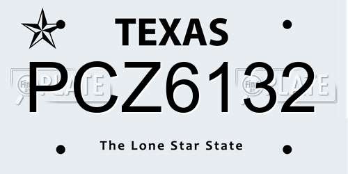 PCZ6132 Texas License Plate
