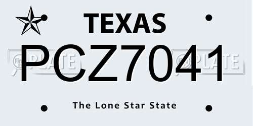 PCZ7041 Texas License Plate