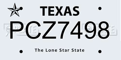PCZ7498 Texas License Plate