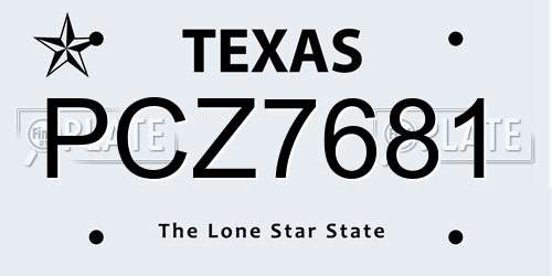PCZ7681 Texas License Plate