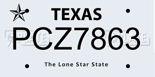 PCZ7863 Texas License Plate
