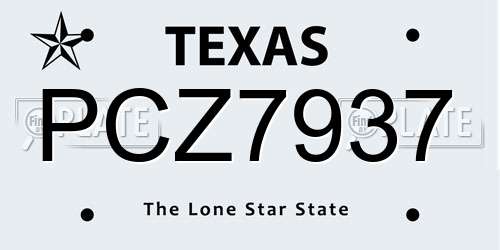 PCZ7937 Texas License Plate
