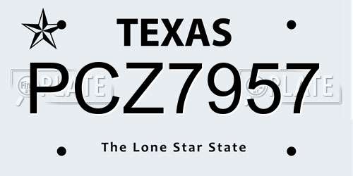 PCZ7957 Texas License Plate